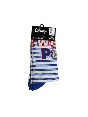 Disney Winnie the Pooh Crew Socks Men's Blue Striped Character Novelty NWT